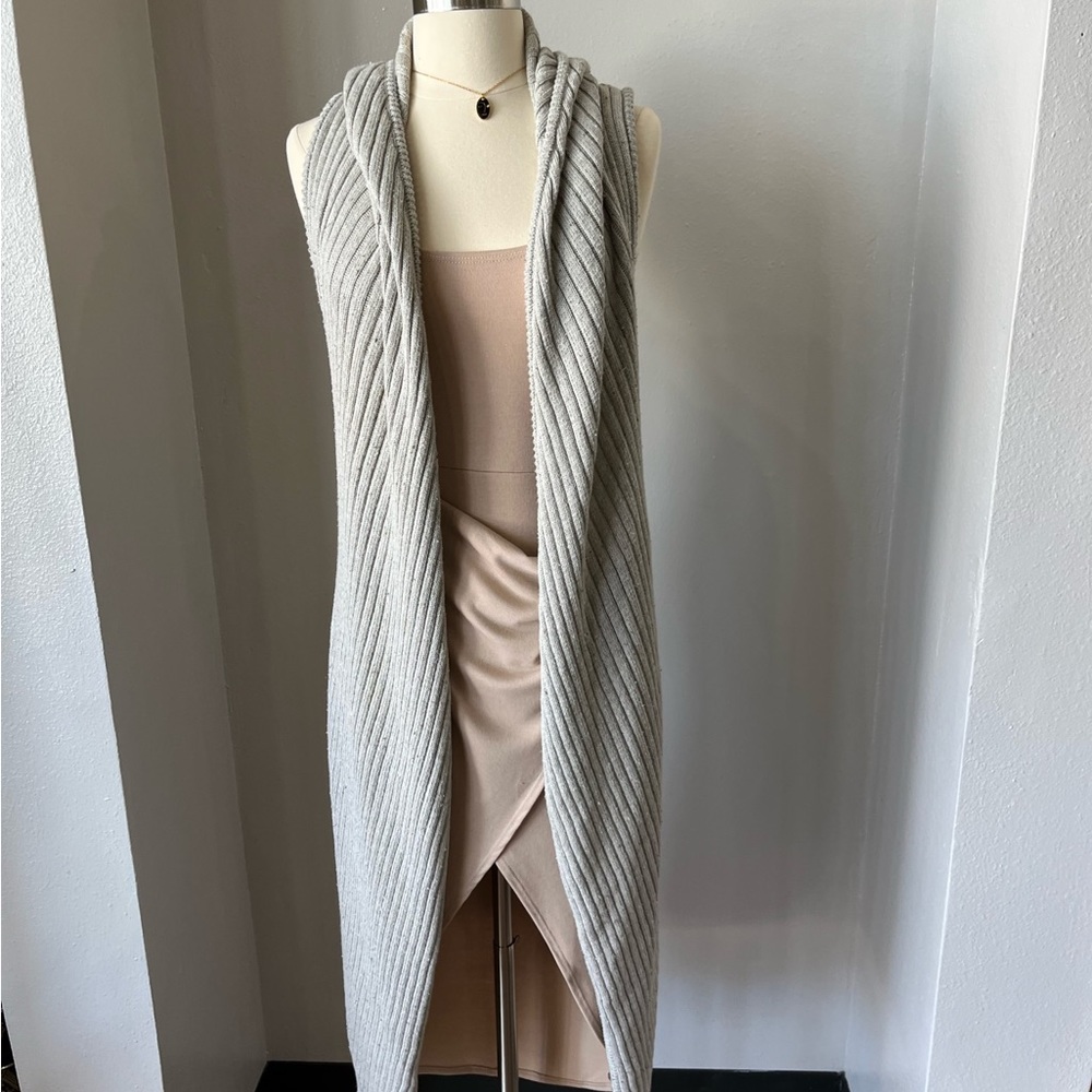 IRelax Long Gray Hooded Sweater Duster
